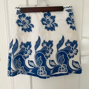 Alexis Blue and Cream Floral Mini Skirt